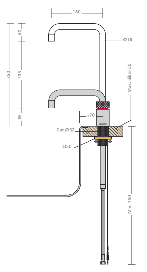 Quooker Nordic Square Losse Kraan