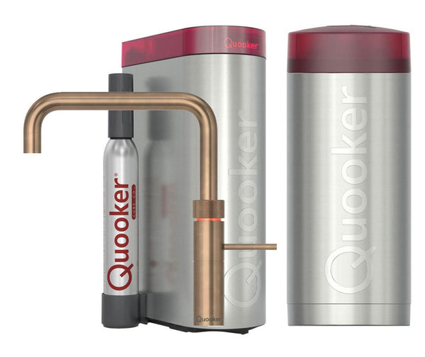 Quooker Fusion Vierkant met COMBI boiler & CUBE reservoir 5-in-1 kraan Messing Patina 0