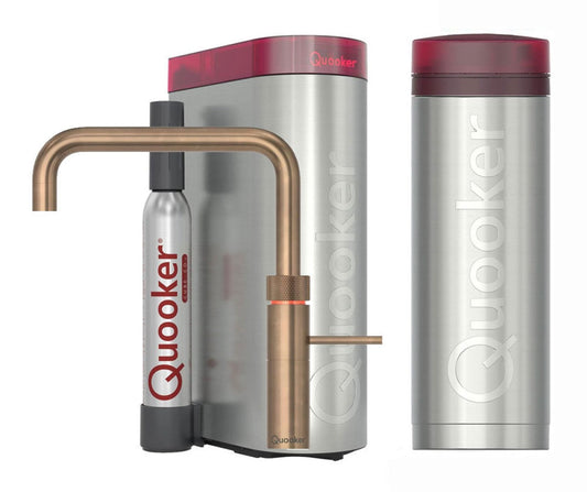 Quooker Fusion Vierkant met PRO3 boiler & CUBE reservoir 5-in-1 kraan Messing Patina 0