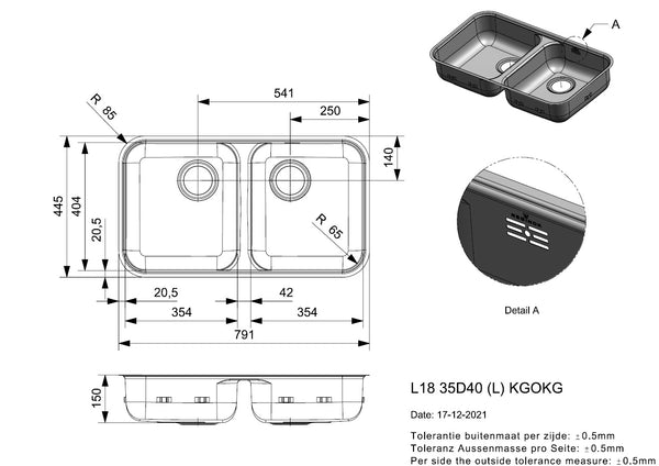 Reginox L18 35D40 (L) KGOKG