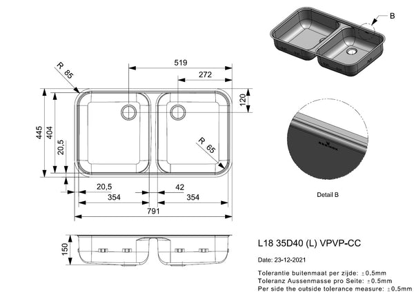 Reginox L18 35D40 (L) VPVP