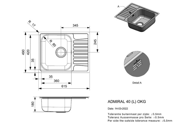 Reginox Admiral 40 (L) OKG