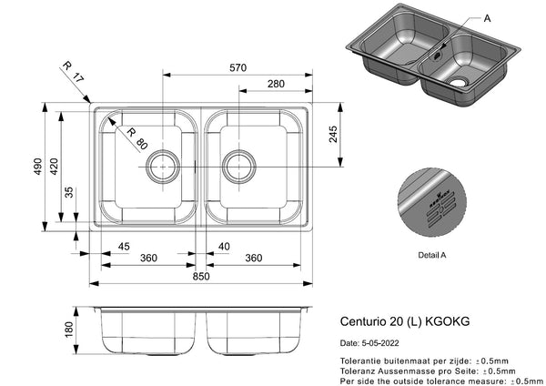 Reginox Centurio 20 (L) KGOKG