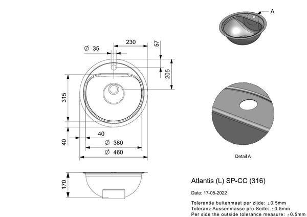 Reginox Atlantis (L) SP-CC (316)