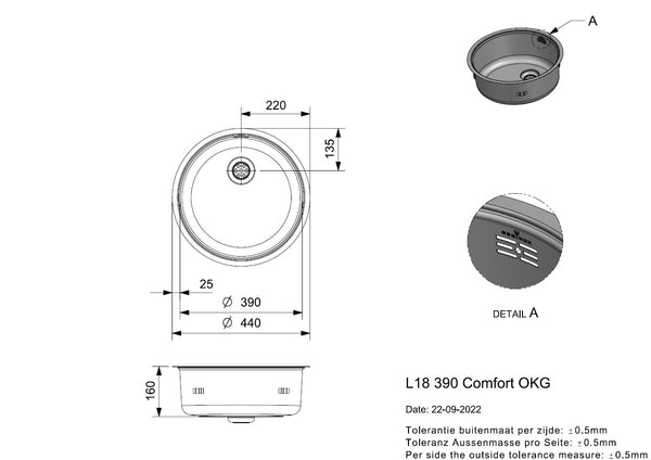 Reginox L18 390 (L) OKG Comfort