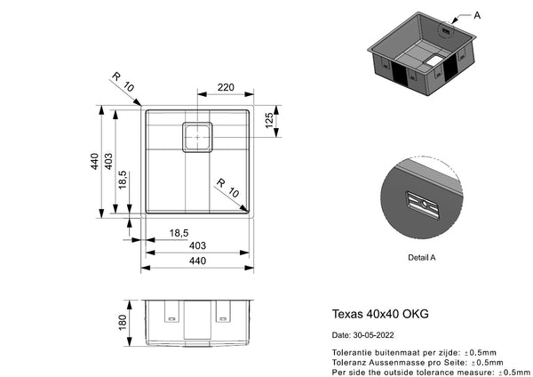 Reginox Texas 40x40 OKG