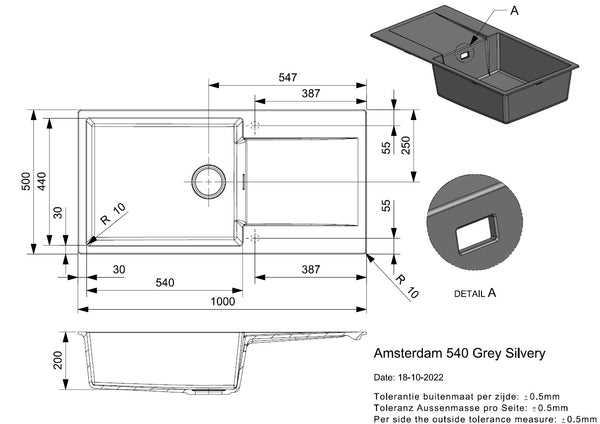 Reginox Amsterdam 540 Grey Silvery