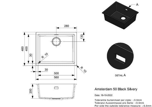 Reginox Amsterdam 50 Black Silvery