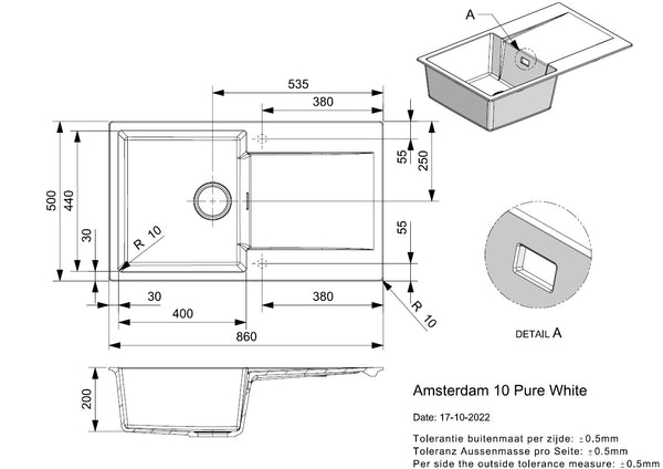 Reginox Amsterdam 10 Pure White