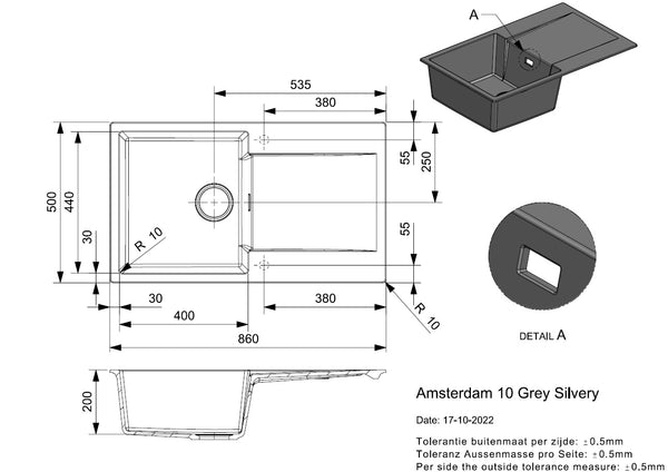 Reginox Amsterdam 10 Grey Silvery