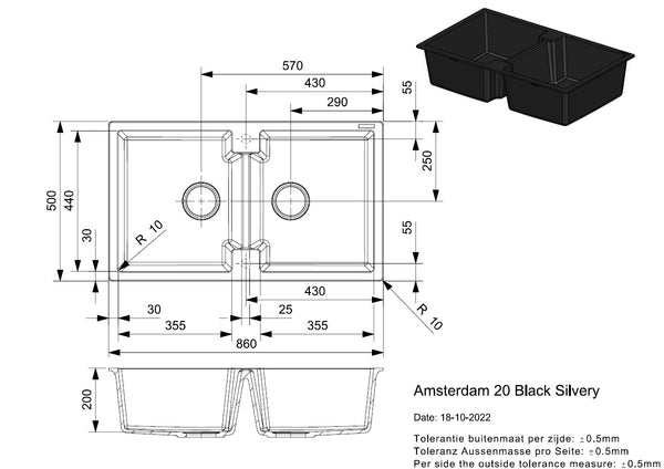 Reginox Amsterdam 20 Black Silvery