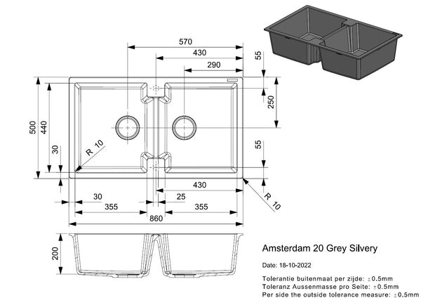 Reginox Amsterdam 20 Grey Silvery