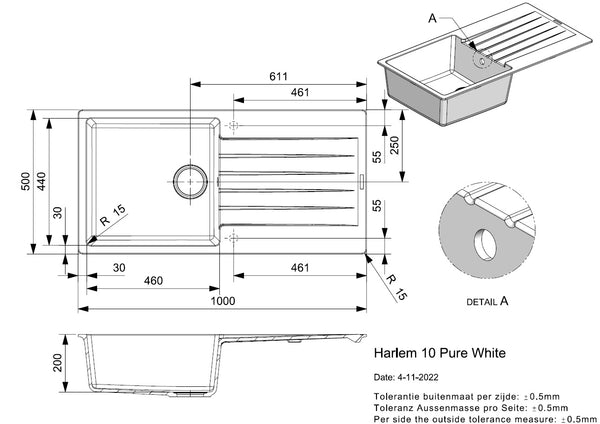 Reginox Harlem 10 Pure White