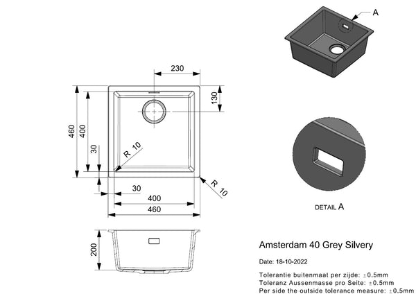 Reginox Amsterdam 40 Grey Silvery