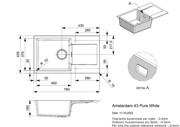 Reginox Amsterdam 43 Pure White