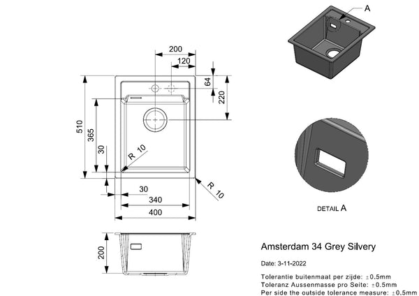 Reginox Amsterdam 34 Grey Silvery