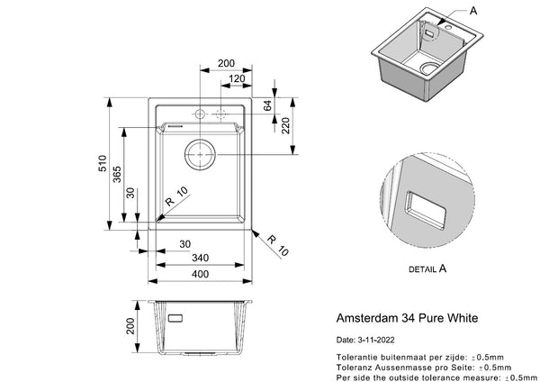 Reginox Amsterdam 34 Pure White