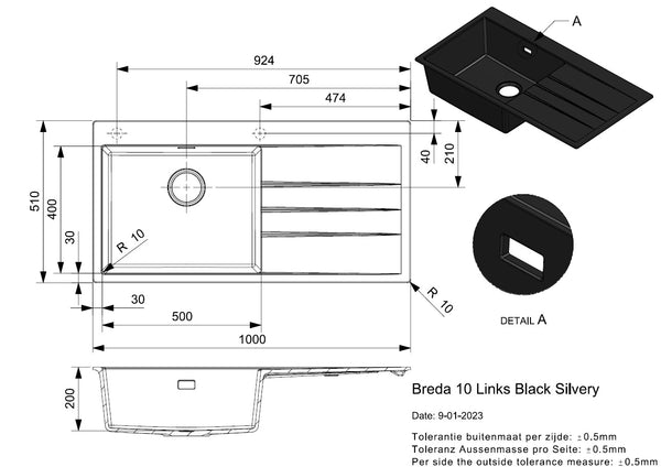 Reginox Breda 10 Links Black Silvery