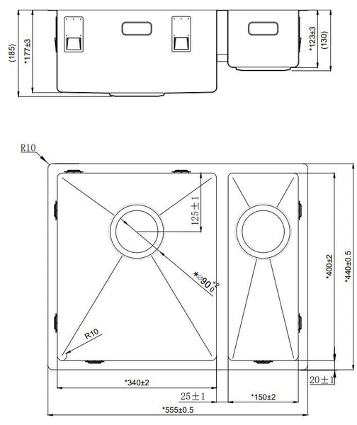 Lorreine 3415-R RVS Spoelbak