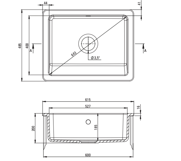 Deante Sabor 615 x 485 Spoelbak