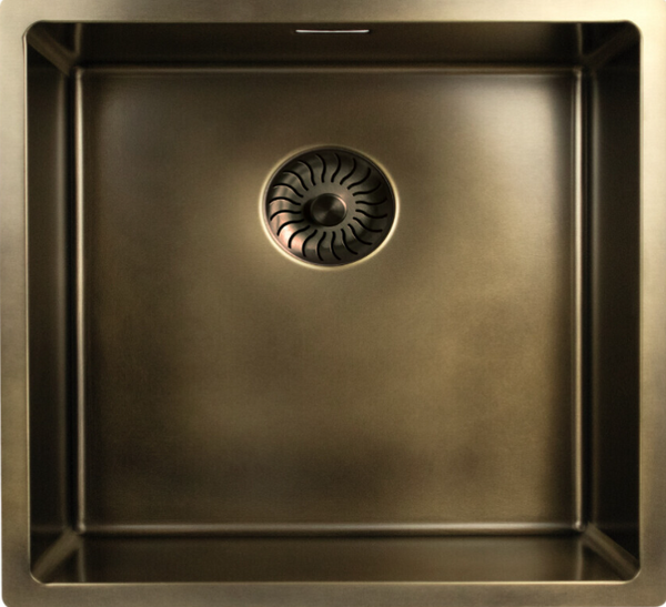 Caressi CAPP40R10MP Messing Patina Spoelbak 40x40 cm – Enkel – Onderbouw, Vlakbouw en Opbouw