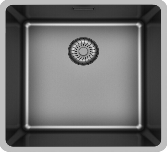 Caressi CAPPMX40R20GM Gun Metal Spoelbak 40x40 cm – Op-, Onder- en Vlakbouw