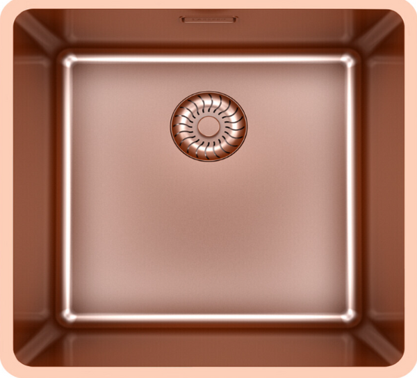 Caressi CAPPMX40R20CO Copper Spoelbak 40x40 cm – Op-, Onder- en Vlakbouw