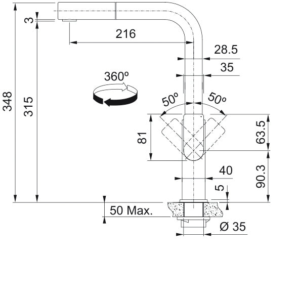 Franke Mythos Keukenkranen Mat zwart 1150550442