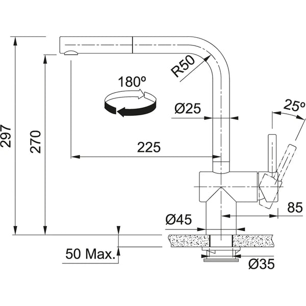 Franke Atlas Neo Sensor uittrekbaar 115.0625.527 Industrial Black Keukenkraan