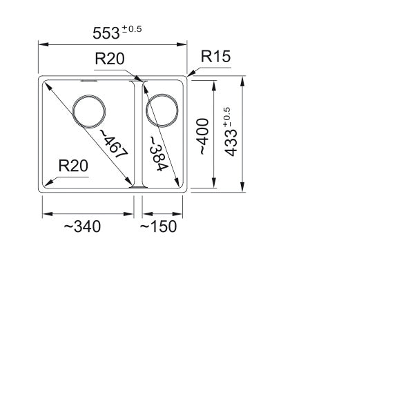 Franke MRG 260/160-34-15 BL Spoelbakken onyx 1350667703