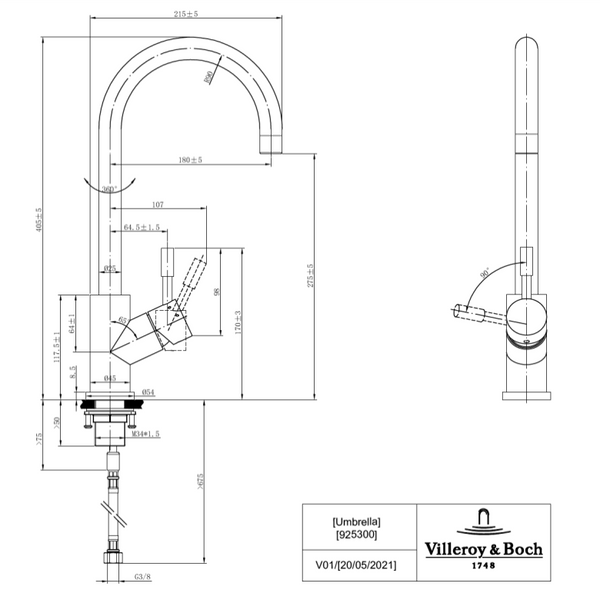 Villeroy & Boch Umbrella Brons Keukenkraan Koper