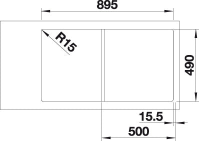 BLANCO AXIA III 5 S spoelbak Graniet tartufo 523212