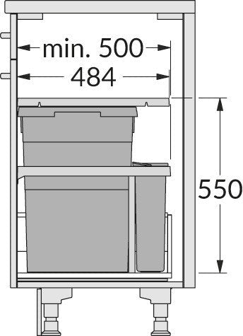 Hailo Euro - Cargo - Front - 45 liter Donkergrijs Voor frontdeurkasten