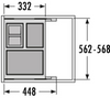 Hailo AS Cargo Soft Short 600 Afvalsysteem 40 Liter (3 Emmers) – Inbouw 600 mm Grijs