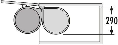 Hailo Rvs/Wit Mono - 15 liter Hailo Afvalsysteem voor draaideurkasten