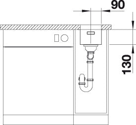 BLANCO ANDANO 180-U Spoelbak RVS 522952