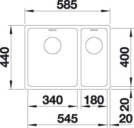 BLANCO ANDANO 340/180-IF Spoelbak RVS 522973