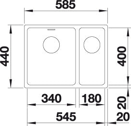 BLANCO ANDANO 340/180-U Spoelbak RVS 522979