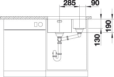 BLANCO ANDANO 340/180-U Spoelbak RVS 522977