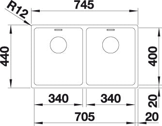 BLANCO ANDANO 340/340-IF Spoelbak RVS 522981