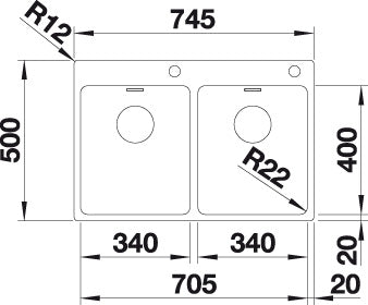 BLANCO ANDANO 340/340-IF/A Spoelbak RVS 525248