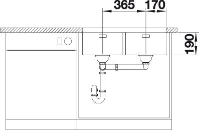 BLANCO ANDANO 340/340-U Spoelbak RVS 522983