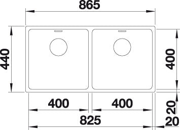 BLANCO ANDANO 400/400-U Spoelbak RVS 522987