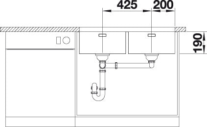 BLANCO ANDANO 400/400-U Spoelbak RVS 522987