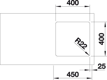 BLANCO ANDANO 400-U Spoelbak RVS 522959