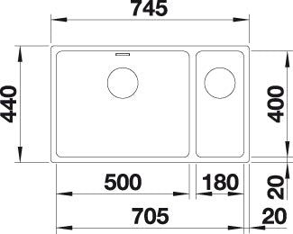 BLANCO ANDANO 500/180-U Spoelbak RVS 522989