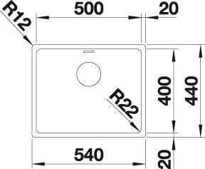 BLANCO ANDANO 500-IF Spoelbak RVS 522965