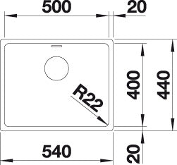 BLANCO ANDANO 500-U Spoelbak RVS 522967