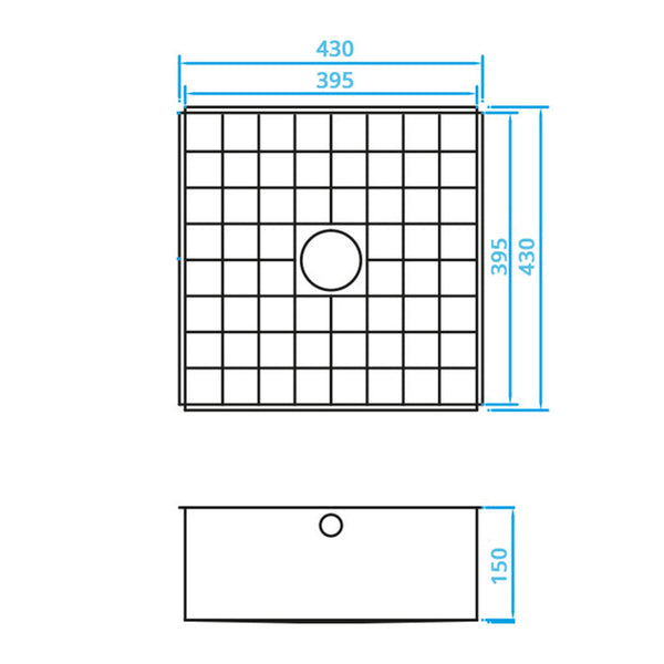 CARESSI CATO4040 geruite spoelbak 395x395mm onderbouw