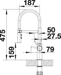 BLANCO CATRIS-S Flexo keukenkraan messing PVD steel 525792